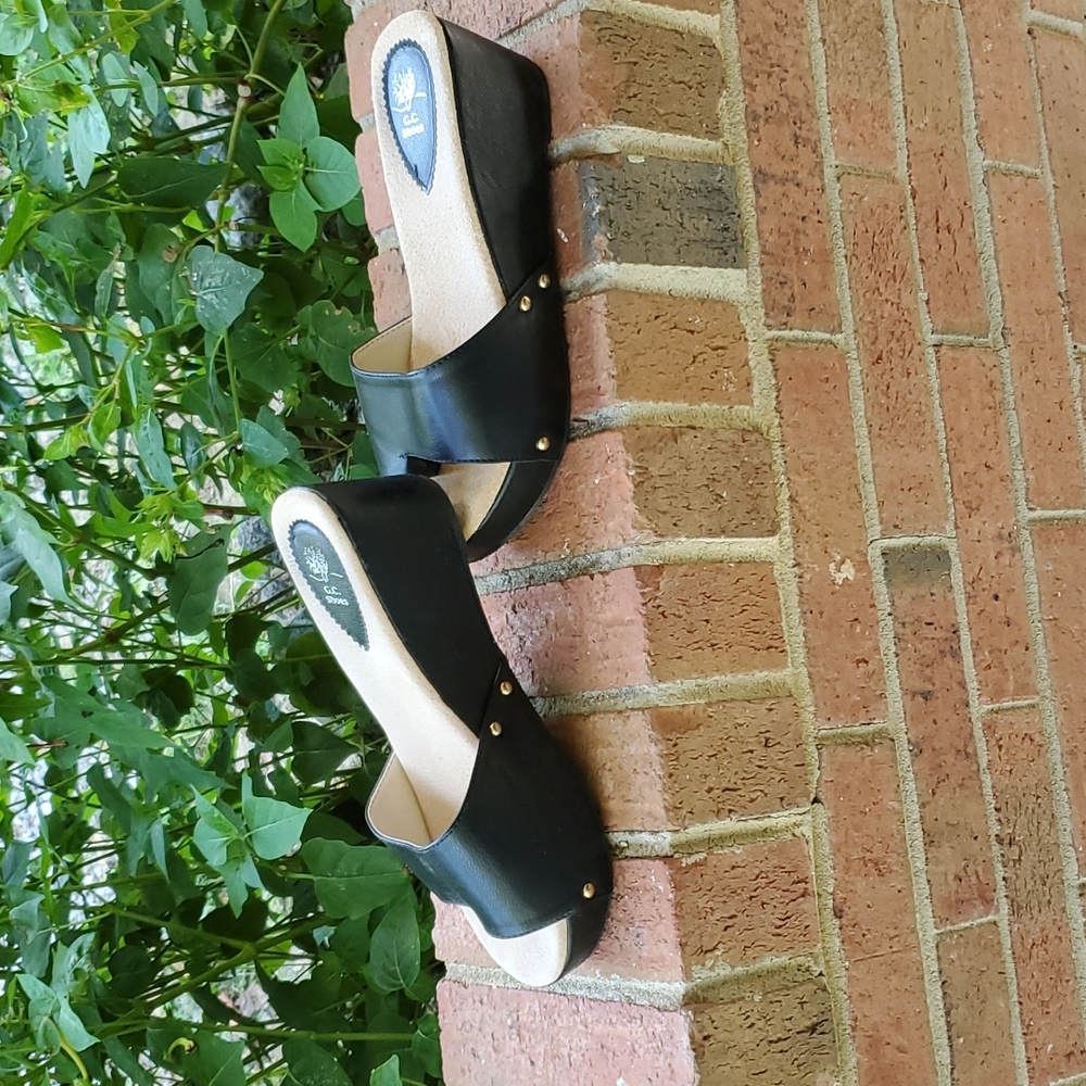 Leather platform sandals, sz. 9+ - Picture 2 of 11